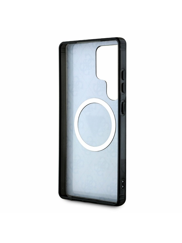 Guess IML 4G Glitter and Triangle Logo MagSafe Zadní Kryt pro Samsung Galaxy S25 Ultra Black Etui za telefon