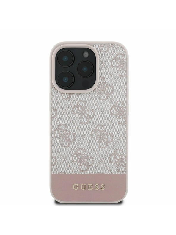 Guess PU 4G Stripe Zadní Kryt pro iPhone 16 Pro Pink Etui za telefon
