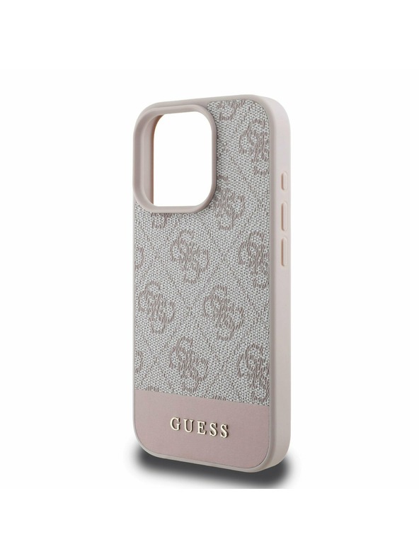 Guess PU 4G Stripe Zadní Kryt pro iPhone 16 Pro Max Pink Etui za telefon