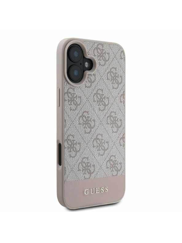 Guess PU 4G Stripe Zadní Kryt pro iPhone 16 Pink Etui za telefon