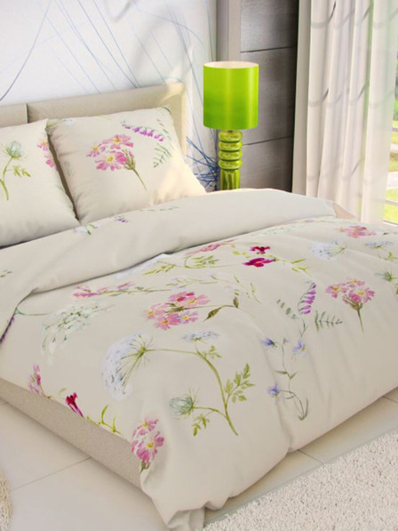 Kvalitex Klasična pamučna posteljina DELUX 140x200, 70x90cm BOTANICA krem