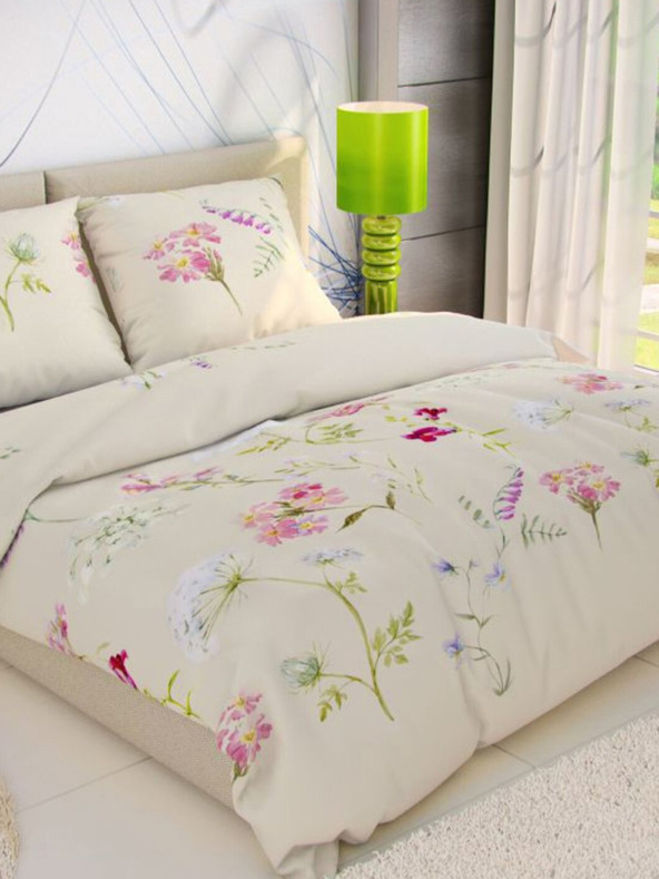 Kvalitex Klasična pamučna posteljina DELUX 140x200, 70x90cm BOTANICA krem