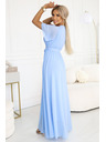 numoco 545-2 Duge haljine s naboranim izrezom i vezivanjem - svijetloplava