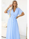 numoco 545-2 Duge haljine s naboranim izrezom i vezivanjem - svijetloplava