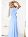 numoco 545-2 Duge haljine s naboranim izrezom i vezivanjem - svijetloplava