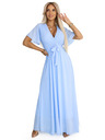 numoco 545-2 Duge haljine s naboranim izrezom i vezivanjem - svijetloplava