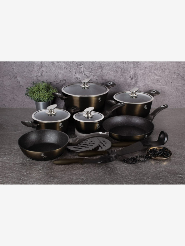 Berlingerhaus Lonac s mramornom površinom 24 cm Sjajno crna kolekcija 2 poklopca BERLINGERHAUS