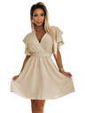 numoco Ženske haljine s omotnim izrezom, rukavima i pojasom - bež