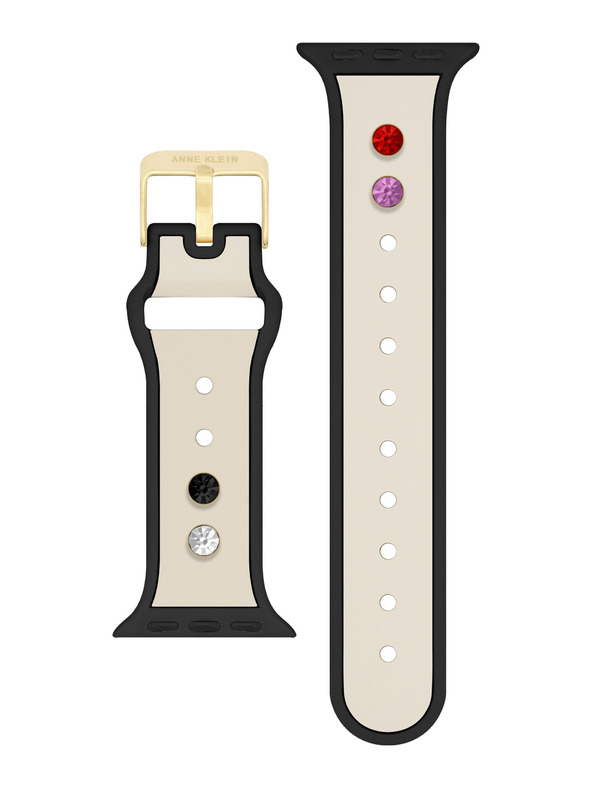 Anne Klein Silikonski krem-crni remen Anne Klein za Apple Watch 38/40/41