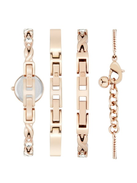 Anne Klein Ružičasto zlatni ženski komplet sata i nakita Anne Klein