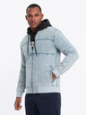 Ombre Clothing Muška traper bomber jakna s efektom pranja kamena - svijetloplava V3 OM-JADJ-0163 Ombre odjeća