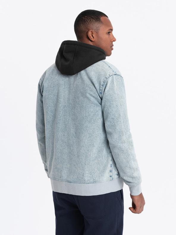 Ombre Clothing Muška traper bomber jakna s efektom pranja kamena - svijetloplava V3 OM-JADJ-0163 Ombre odjeća
