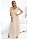 numoco 562-6 NASTIA Duge haljine s dekolteom i kratkim rukávom - bež