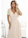 numoco 562-6 NASTIA Duge haljine s dekolteom i kratkim rukávom - bež