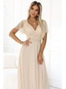 numoco 562-6 NASTIA Duge haljine s dekolteom i kratkim rukávom - bež