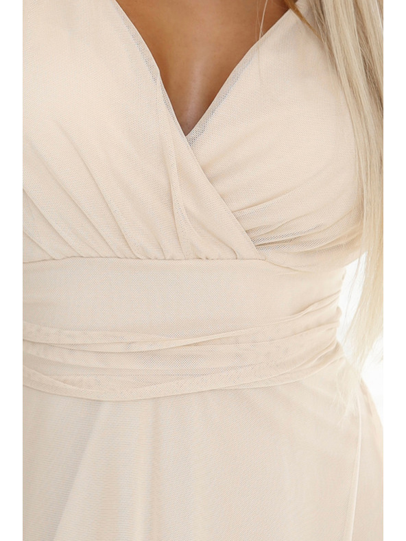 numoco 562-6 NASTIA Duge haljine s dekolteom i kratkim rukávom - bež