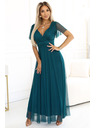 numoco 562-4 NASTIA Duge haljine s dekolteom i kratkim rukávom - zelene