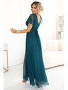 numoco 562-4 NASTIA Duge haljine s dekolteom i kratkim rukávom - zelene
