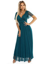 numoco 562-4 NASTIA Duge haljine s dekolteom i kratkim rukávom - zelene