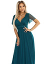 numoco 562-4 NASTIA Duge haljine s dekolteom i kratkim rukávom - zelene