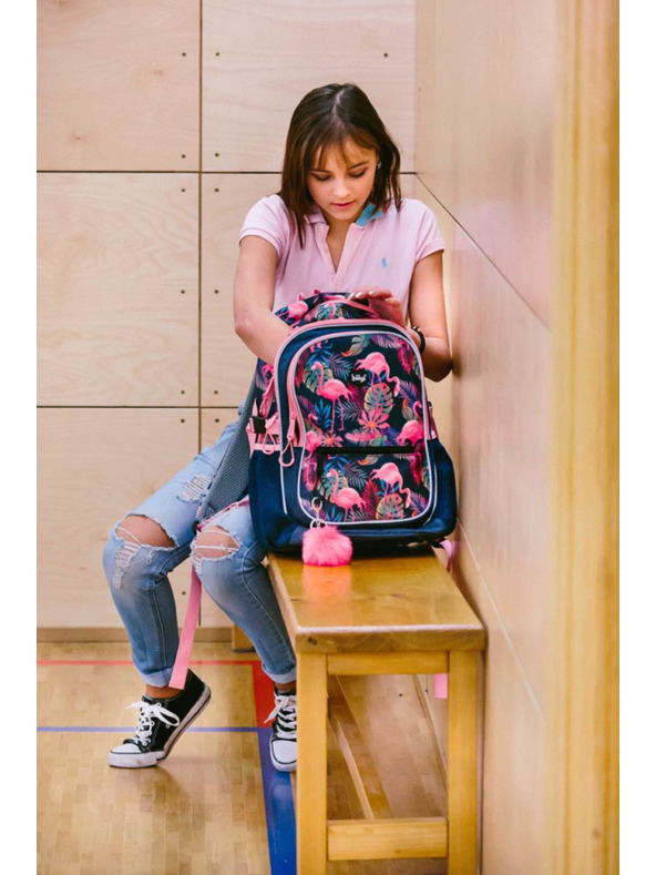BAAGL  Plavi školski ruksak core flamingo Baagl