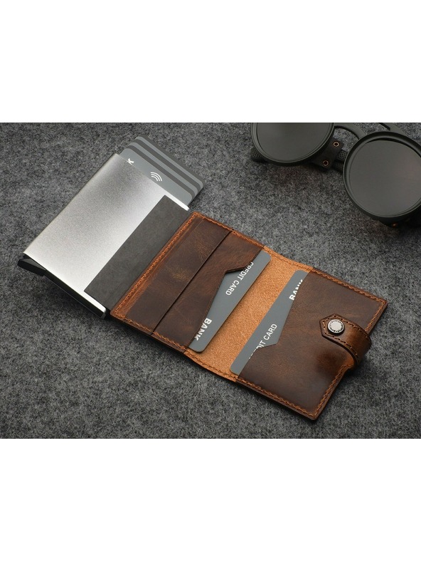 Pularys Pularys muška kožená novčanik Easy smeđi 210331007