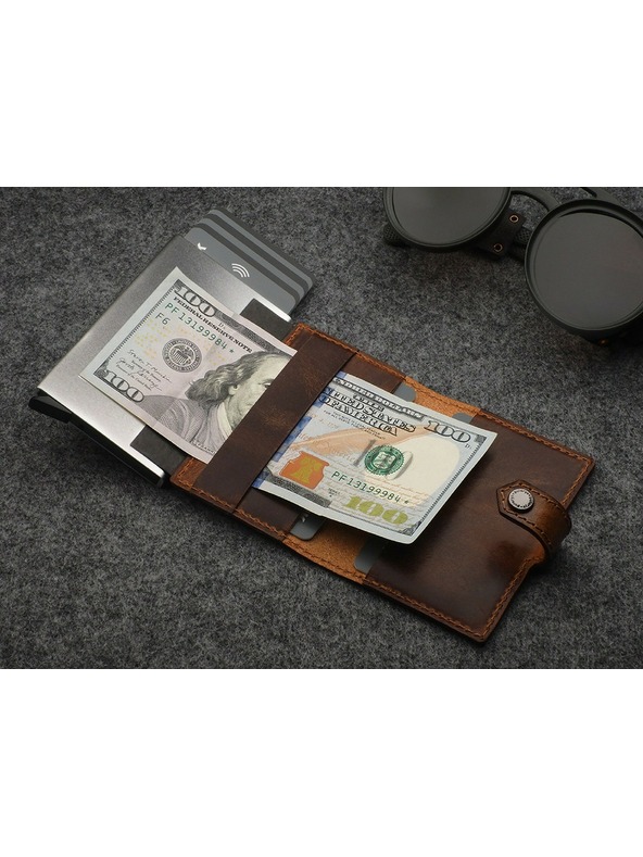 Pularys Pularys muška kožená novčanik Easy smeđi 210331007