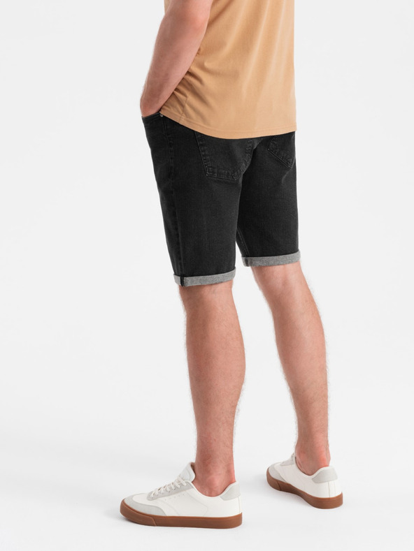 Ombre Clothing Muške traper kratke hlače s preklopljenim nogavicama Ombre Clothing