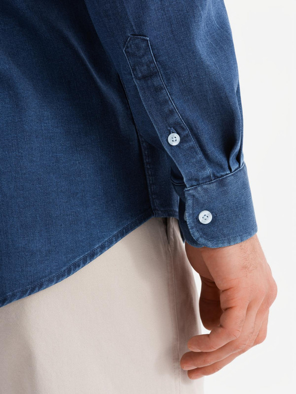 Ombre Clothing Muška traper košulja s lyocellom i vezenjem na prsima Ombre Clothing