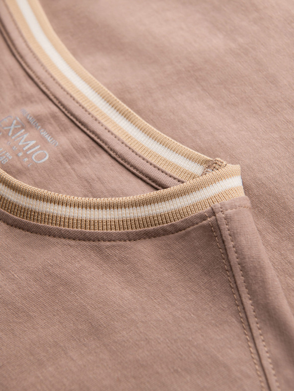 Ombre Clothing Muška pamučna majica s dugim rukavima, prugastim U-izrezom i vezenom oznakom Ombre Clothing