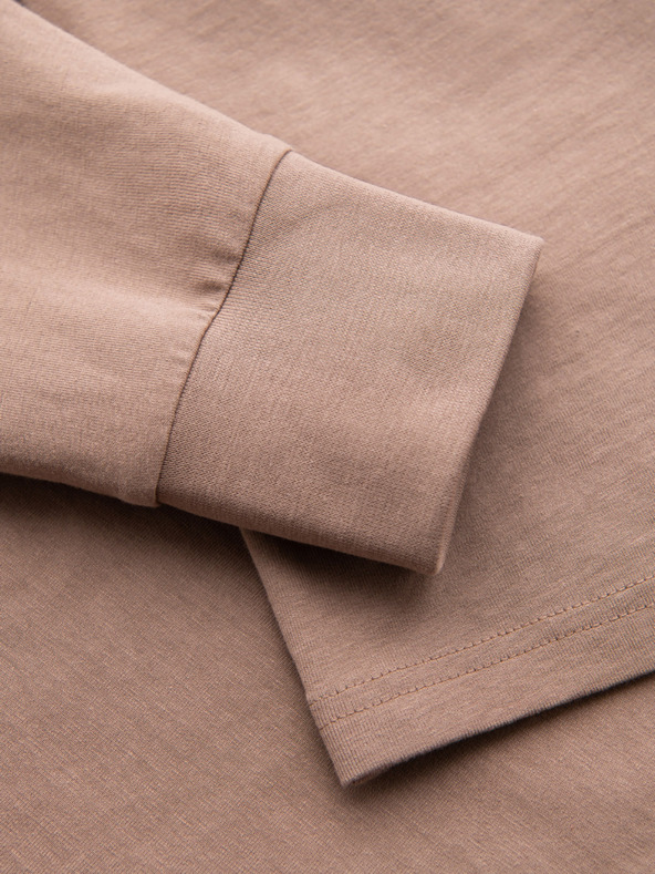 Ombre Clothing Muška pamučna majica s dugim rukavima, prugastim U-izrezom i vezenom oznakom Ombre Clothing