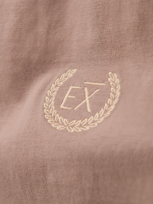 Ombre Clothing Muška pamučna majica s dugim rukavima, prugastim U-izrezom i vezenom oznakom Ombre Clothing