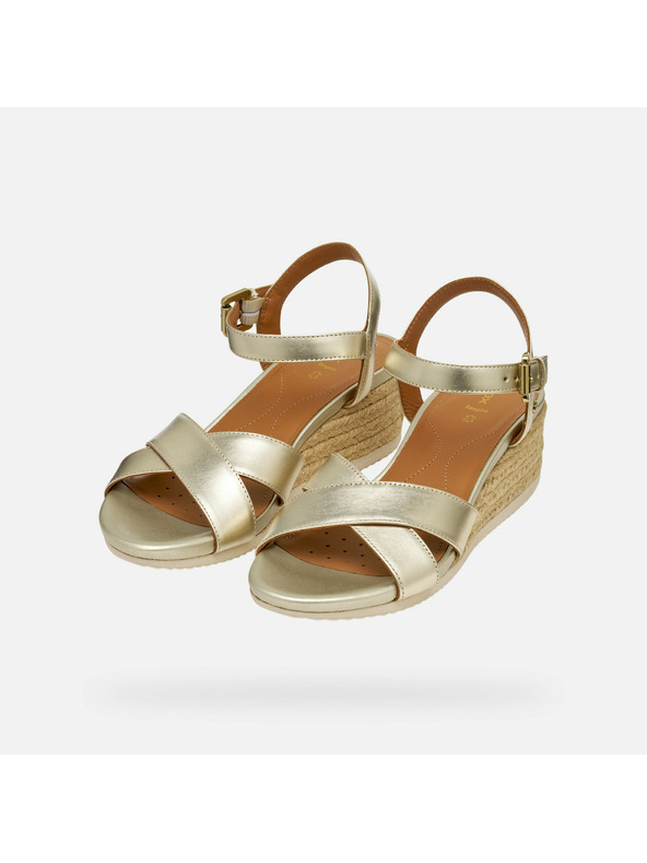 Geox Zlatne ženske sandale Geox Ischia Corda