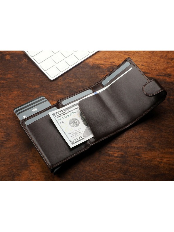 Pularys Muška kožni novčanik Pularys Solo smeđi