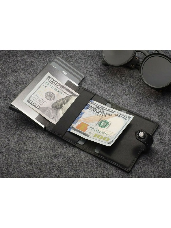 Pularys Muški koženi novčanik Pularys Easy Wallet crni