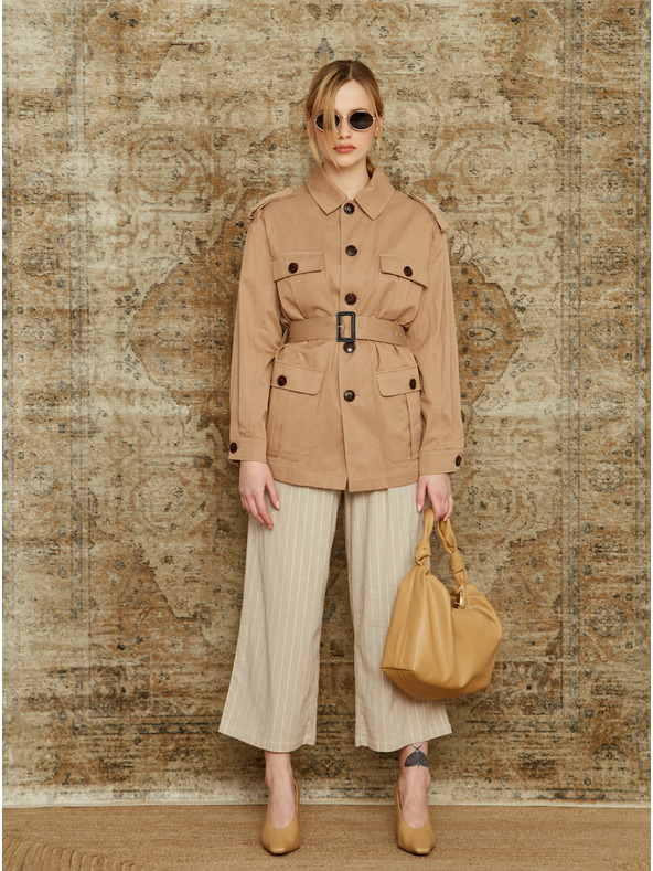 ZOOT.lab Bež prugaste kilo hlače ZOOT.lab Anika