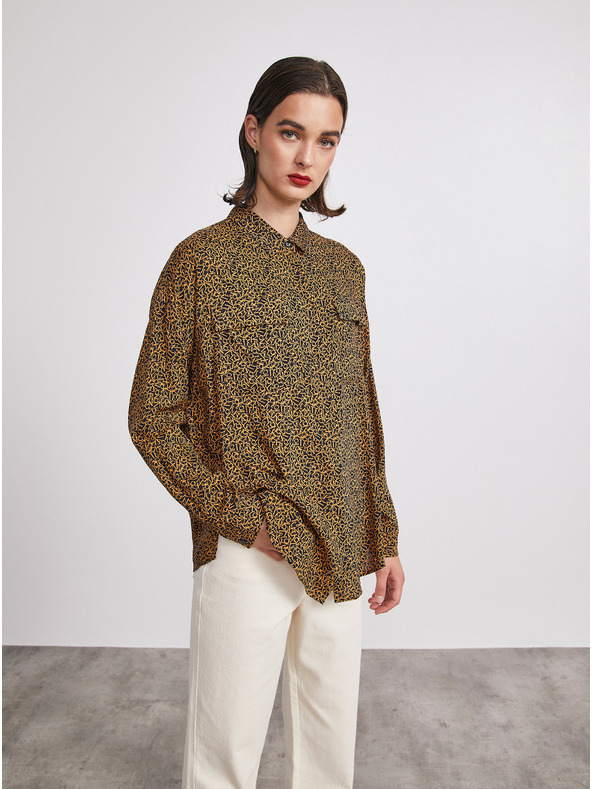 ZOOT.lab Crno-smeđa ženska široka košulja s uzorkom METROOPOLIS by ZOOT.lab Ingrid