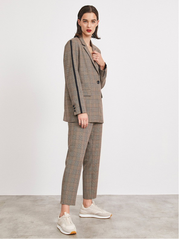 ZOOT.lab Svijetlosmeđa ženska jakna na kockice METROOPOLIS by ZOOT.lab Blanche