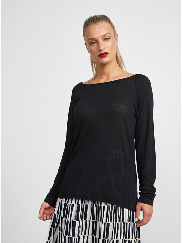 ZOOT.lab Crna ženska majica s mješavinom lana METROOPOLIS by ZOOT.lab Elfie