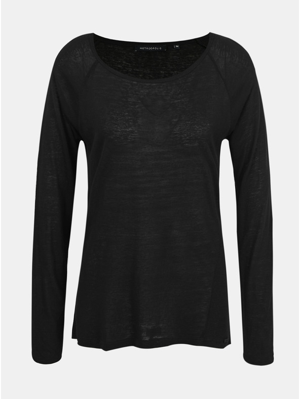 ZOOT.lab Crna ženska majica s mješavinom lana METROOPOLIS by ZOOT.lab Elfie