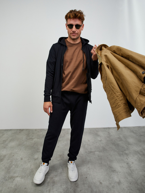 ZOOT.lab Crna muška osnovna majica s kapuljačom na patentni zatvarač ZOOT.lab Ralph