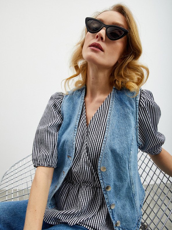 ZOOT.lab Crna ženska bluza na pruge ZOOT.lab Oline