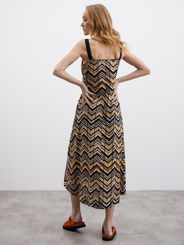 ZOOT.lab Crno-smeđa ženska midi haljina s uzorkom ZOOT.lab Nichel