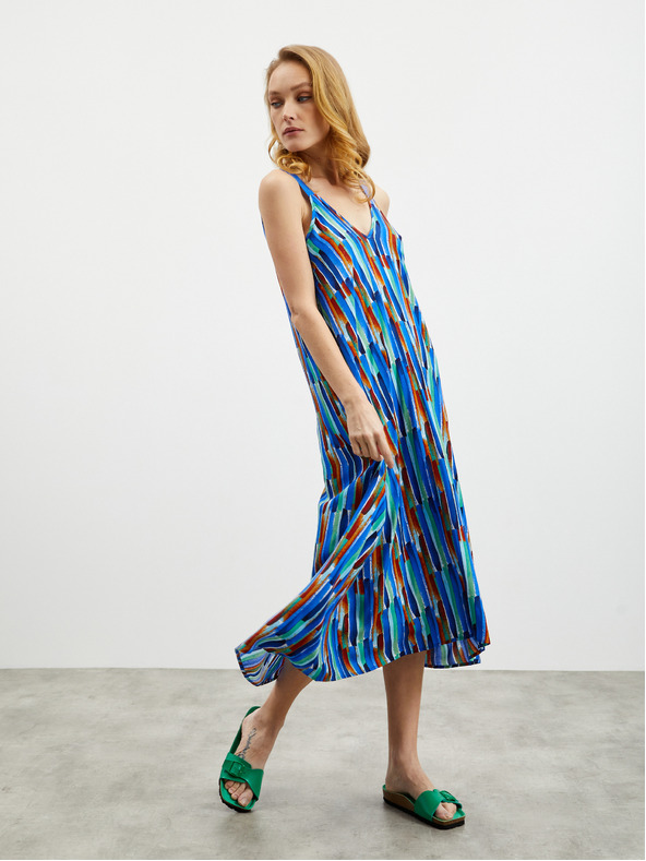 ZOOT.lab Plava ženska midi haljina s uzorkom ZOOT.lab Mari