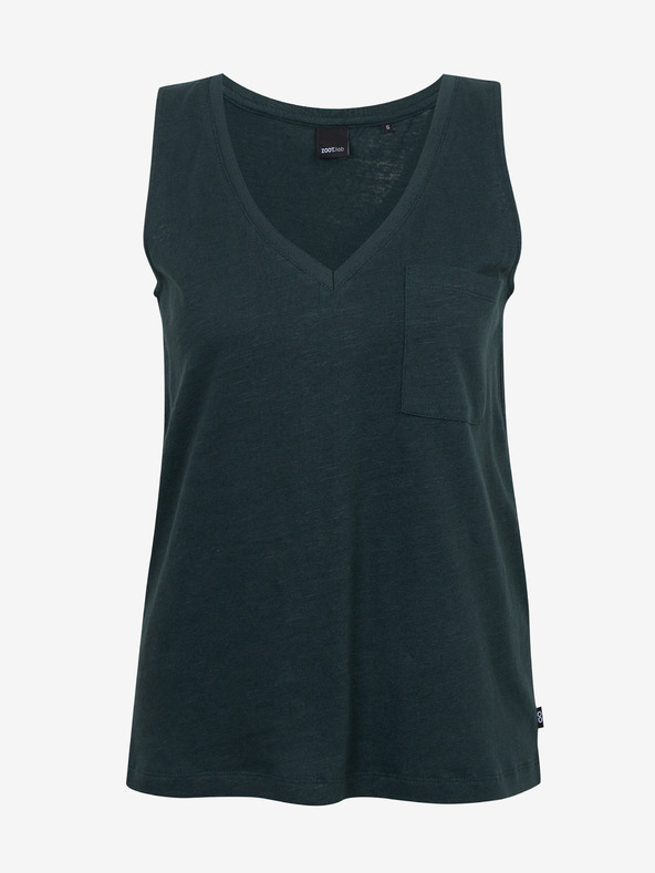 ZOOT.lab Tamno zelena ženska lanena majica bez rukava s džepom ZOOT.lab Josi