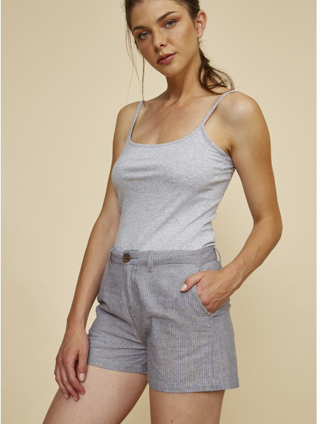 ZOOT.lab Sive ženske kratke hlače na pruge s dodatkom lana ZOOT.lab Jade