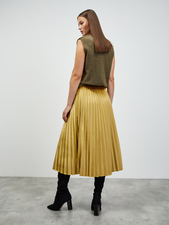 ZOOT.lab Plisirana midi suknja zlatne boje i baršunaste obrade ZOOT.lab Nova