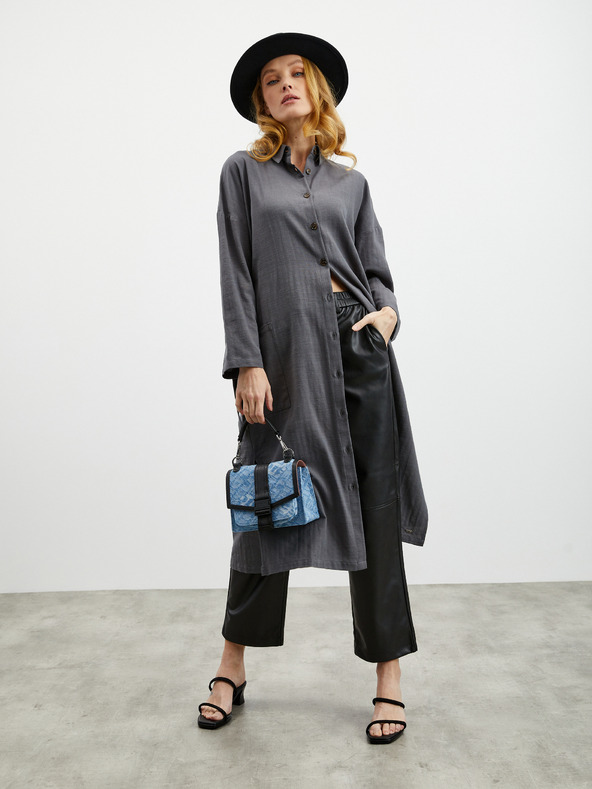 ZOOT.lab Tamno siva ženska košulja haljina sa dodatkom lana ZOOT.lab Darsha