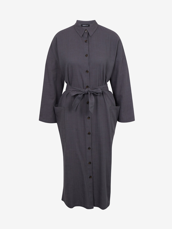 ZOOT.lab Tamno siva ženska košulja haljina sa dodatkom lana ZOOT.lab Darsha