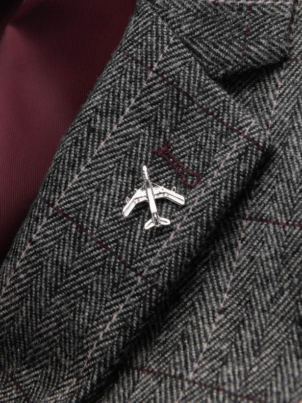 Ombre Clothing Ukrasna metalna igla za odjeću u obliku aviona srebrna Ombre Clothing